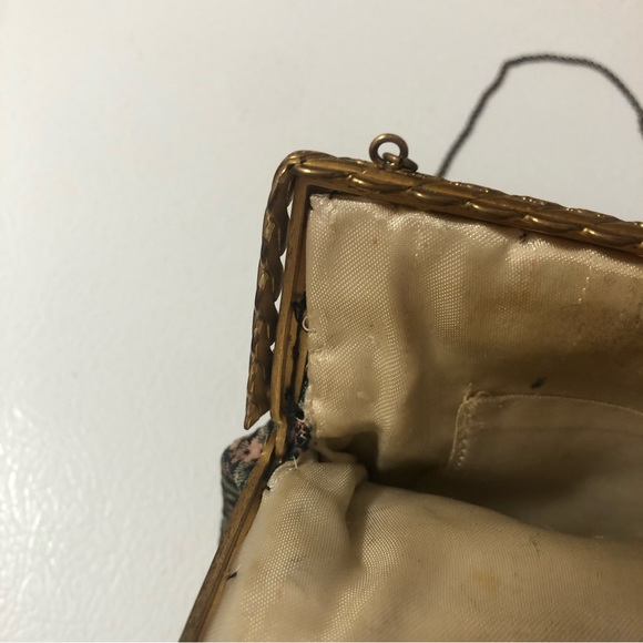 VTG Gorwood Canada Tapestry Fabric Handbag Purse Pastel Floral Gold-Tone Metal - Picture 10 of 16